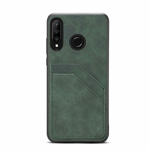 Coque Luxe Cuir Housse Etui R04 pour Huawei Nova 4e Vert