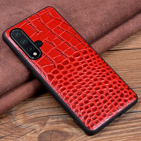 Coque Luxe Cuir Housse Etui R04 pour Huawei Nova 5 Rouge