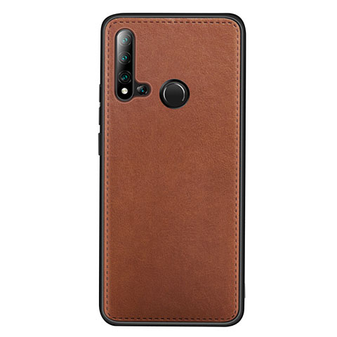 Coque Luxe Cuir Housse Etui R04 pour Huawei P20 Lite (2019) Marron