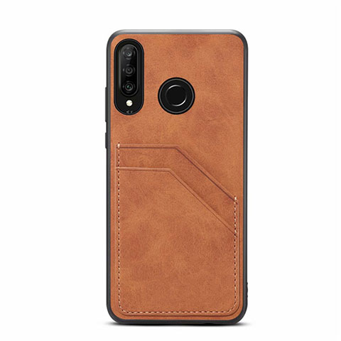 Coque Luxe Cuir Housse Etui R04 pour Huawei P30 Lite Orange