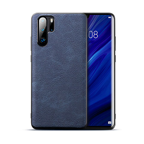 Coque Luxe Cuir Housse Etui R04 pour Huawei P30 Pro Bleu