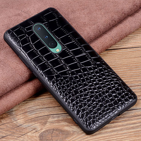 Coque Luxe Cuir Housse Etui R04 pour OnePlus 8 Noir