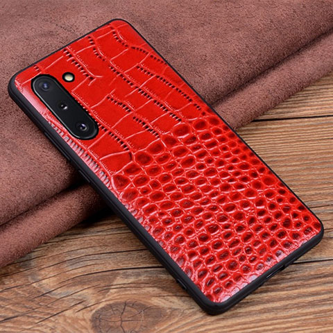 Coque Luxe Cuir Housse Etui R04 pour Samsung Galaxy Note 10 5G Rouge