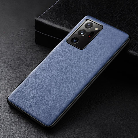 Coque Luxe Cuir Housse Etui R04 pour Samsung Galaxy Note 20 Ultra 5G Bleu