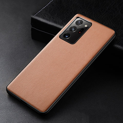 Coque Luxe Cuir Housse Etui R04 pour Samsung Galaxy Note 20 Ultra 5G Marron