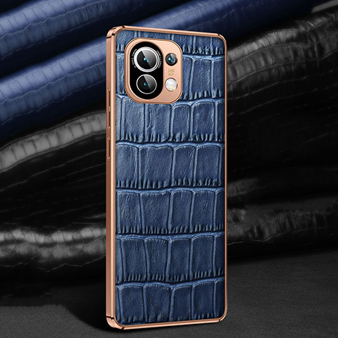 Coque Luxe Cuir Housse Etui R04 pour Xiaomi Mi 11 5G Bleu