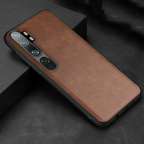 Coque Luxe Cuir Housse Etui R04 pour Xiaomi Mi Note 10 Marron