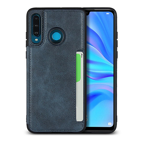 Coque Luxe Cuir Housse Etui R05 pour Huawei Nova 4e Bleu