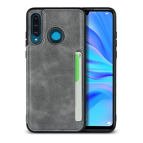 Coque Luxe Cuir Housse Etui R05 pour Huawei Nova 4e Gris