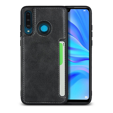 Coque Luxe Cuir Housse Etui R05 pour Huawei Nova 4e Noir