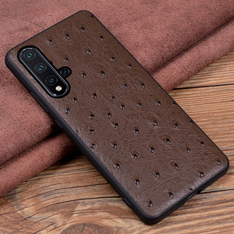 Coque Luxe Cuir Housse Etui R05 pour Huawei Nova 5 Pro Marron