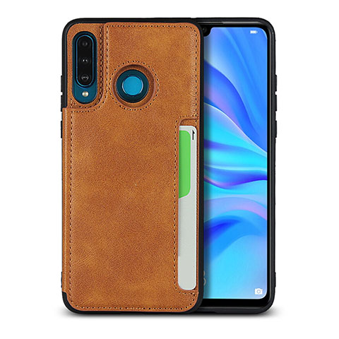 Coque Luxe Cuir Housse Etui R05 pour Huawei P30 Lite Orange