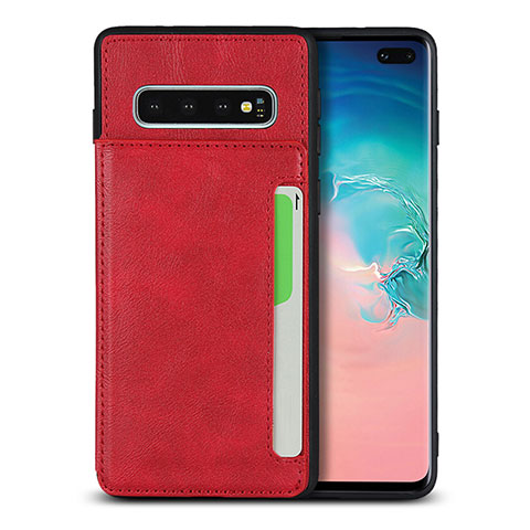 Coque Luxe Cuir Housse Etui R05 pour Samsung Galaxy S10 Plus Rouge