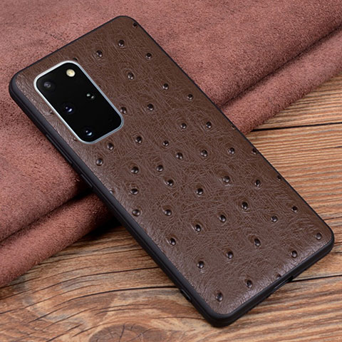 Coque Luxe Cuir Housse Etui R05 pour Samsung Galaxy S20 Plus 5G Marron