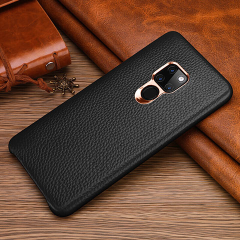 Coque Luxe Cuir Housse Etui R06 pour Huawei Mate 20 Noir