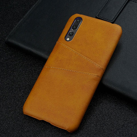 Coque Luxe Cuir Housse Etui R06 pour Huawei P20 Pro Orange