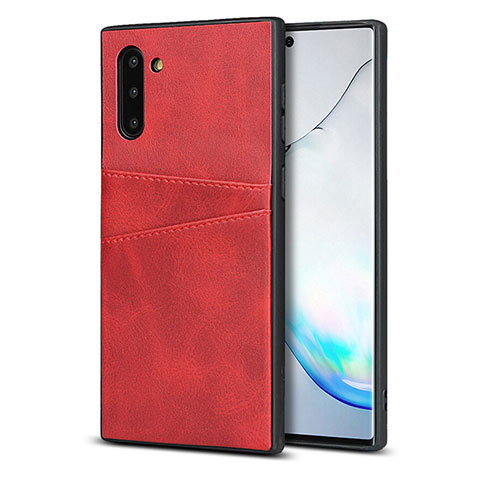 Coque Luxe Cuir Housse Etui R06 pour Samsung Galaxy Note 10 5G Rouge