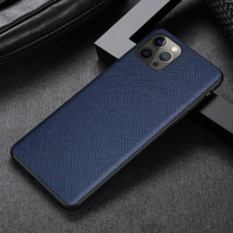 Coque Luxe Cuir Housse Etui R07 pour Apple iPhone 12 Pro Max Bleu