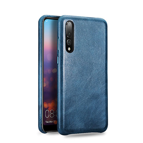 Coque Luxe Cuir Housse Etui R07 pour Huawei P20 Pro Bleu