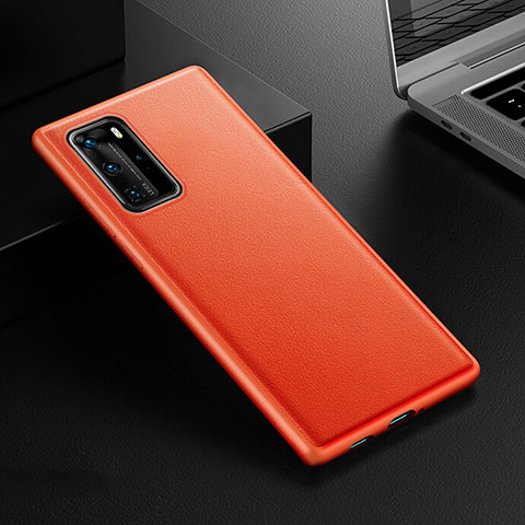 Coque Luxe Cuir Housse Etui R07 pour Huawei P40 Pro Orange