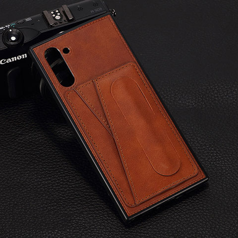 Coque Luxe Cuir Housse Etui R07 pour Samsung Galaxy Note 10 Marron