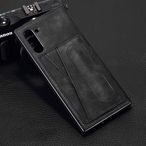 Coque Luxe Cuir Housse Etui R07 pour Samsung Galaxy Note 10 Noir