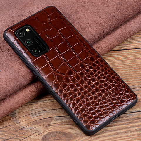 Coque Luxe Cuir Housse Etui R08 pour Huawei Honor View 30 Pro 5G Marron