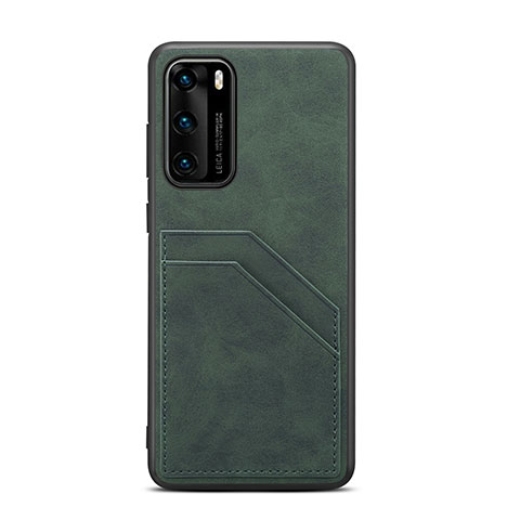 Coque Luxe Cuir Housse Etui R08 pour Huawei P40 Vert