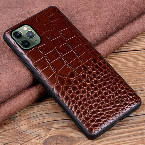 Coque Luxe Cuir Housse Etui R14 pour Apple iPhone 11 Pro Marron