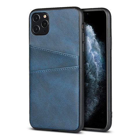 Coque Luxe Cuir Housse Etui R15 pour Apple iPhone 11 Pro Max Bleu