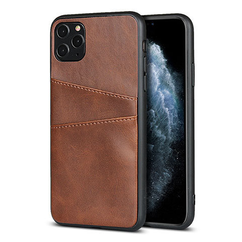 Coque Luxe Cuir Housse Etui R15 pour Apple iPhone 11 Pro Max Marron