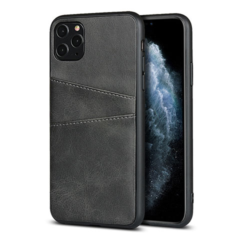 Coque Luxe Cuir Housse Etui R15 pour Apple iPhone 11 Pro Max Noir