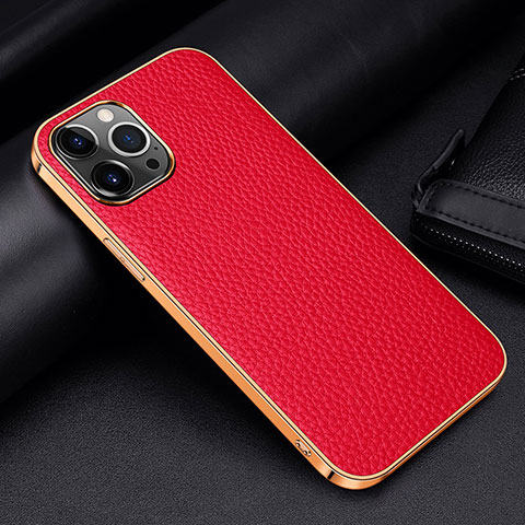 Coque Luxe Cuir Housse Etui S01 pour Apple iPhone 13 Pro Max Rouge