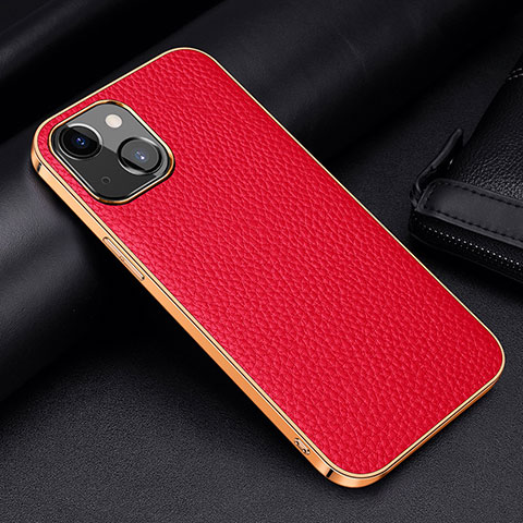 Coque Luxe Cuir Housse Etui S01 pour Apple iPhone 13 Rouge