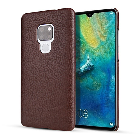 Coque Luxe Cuir Housse Etui S01 pour Huawei Mate 20 Marron