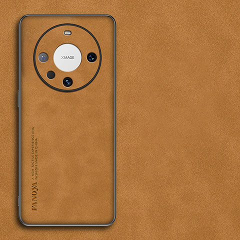 Coque Luxe Cuir Housse Etui S01 pour Huawei Mate 60 Pro Orange