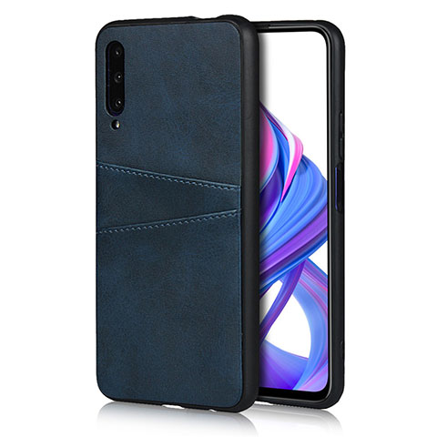 Coque Luxe Cuir Housse Etui S01 pour Huawei P Smart Pro (2019) Bleu