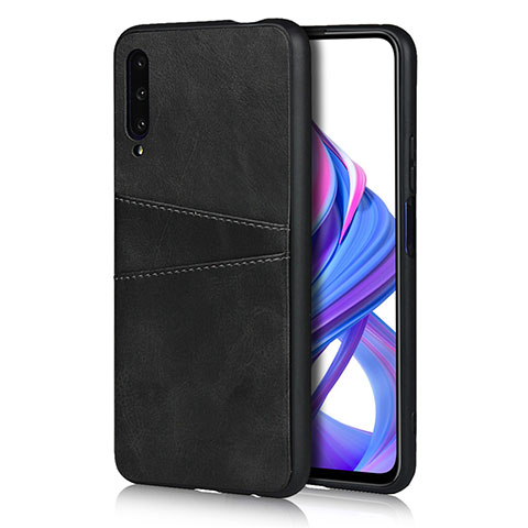 Coque Luxe Cuir Housse Etui S01 pour Huawei P Smart Pro (2019) Noir