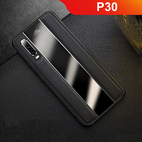 Coque Luxe Cuir Housse Etui S01 pour Huawei P30 Noir