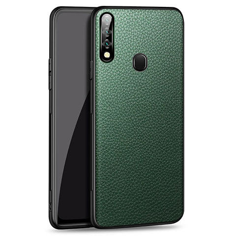 Coque Luxe Cuir Housse Etui S01 pour Oppo A31 Vert