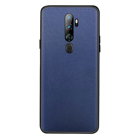 Coque Luxe Cuir Housse Etui S01 pour Oppo A5 (2020) Bleu