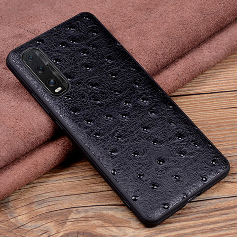 Coque Luxe Cuir Housse Etui S01 pour Oppo Find X2 Noir