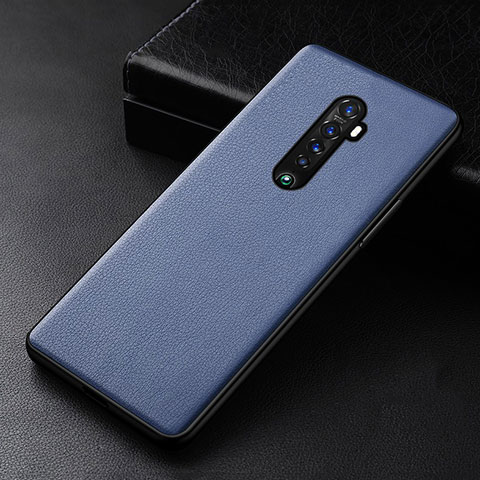 Coque Luxe Cuir Housse Etui S01 pour Oppo Reno2 Bleu