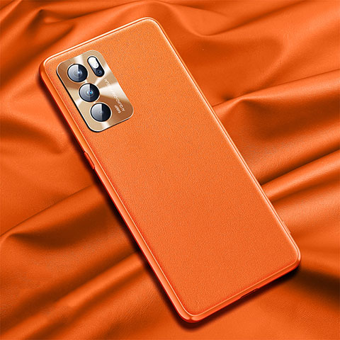 Coque Luxe Cuir Housse Etui S01 pour Oppo Reno6 Pro 5G India Orange