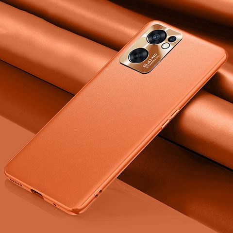 Coque Luxe Cuir Housse Etui S01 pour Oppo Reno7 SE 5G Orange