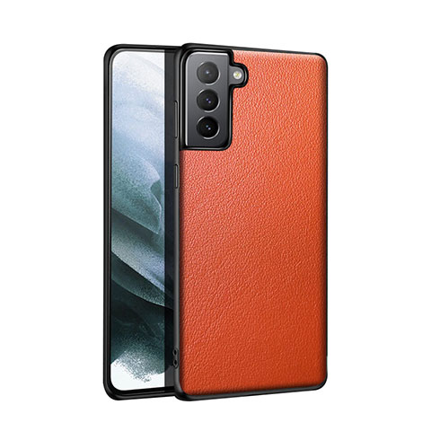 Coque Luxe Cuir Housse Etui S01 pour Samsung Galaxy S21 Plus 5G Orange