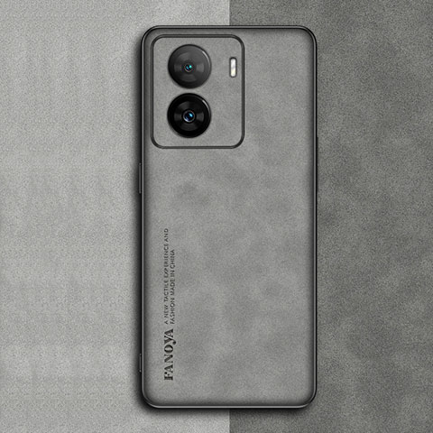 Coque Luxe Cuir Housse Etui S01 pour Vivo iQOO Z7 5G Gris