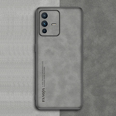 Coque Luxe Cuir Housse Etui S01 pour Vivo V23 5G Gris