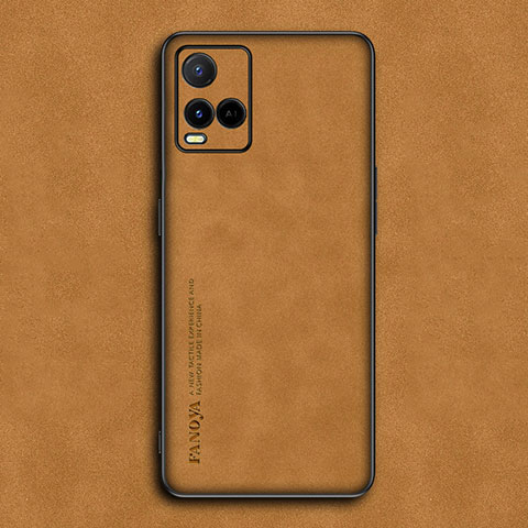 Coque Luxe Cuir Housse Etui S01 pour Vivo Y21a Orange