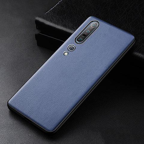 Coque Luxe Cuir Housse Etui S01 pour Xiaomi Mi 10 Pro Bleu